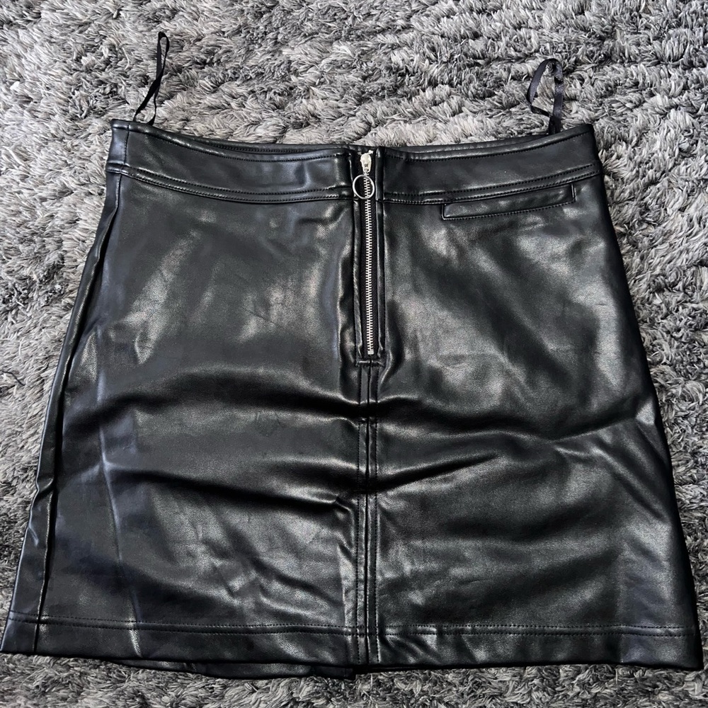 Black leather skirt